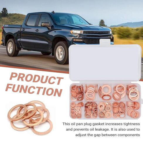 200 PCS Car Copper Washers Assortment Kit, Metric Copper Crush Washer, 9 Sizes Flat Sealing Washer Assortment Kit, Universal Copper Oil Pan Plug Sealing Gaskets for Cars (Gold) in Kuwait