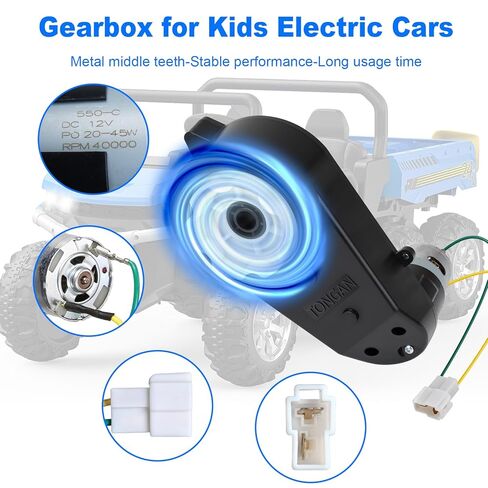 12V Powered Wheels Motor Gearbox Replacement 2 Pcs RS550 40000RPM High Speed Upgrade Set Compatible with Most Ride On Toys, Kids Electric Cars for Powered Wheels Replacement Parts in Kuwait