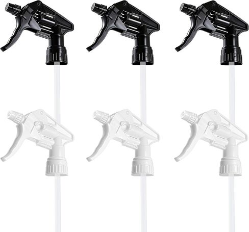6 Pack Heavy Duty Spray Nozzle for Bottles, Leak-Proof Adjustable Spray Bottle Nozzle Replacement, Ergonomic Bottle Sprayer for Cleaning & Auto Detailing, Fits Standard 28/400 Spray Bottle Top in Kuwait