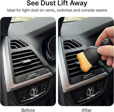 2 PCS Car Interior Detailing Brush, Soft Bristle Car Cleaning Brush for Dashboard, Scratch-Free Car Duster Brush for Auto,Truck,SUV,RV (Black & Yellow) in Kuwait