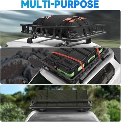 Universal 60"x36"x5" Roof Rack Cargo Basket, Heavy-Duty Carbon Steel Carrier with 250 lb Capacity for SUV Truck Car in Kuwait