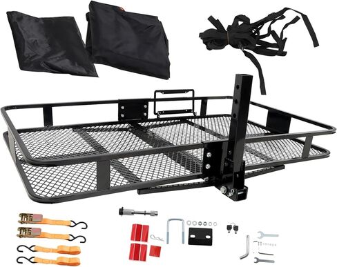 zeech 500 LBS Capacity 2" Receiver 60" x 36" x 6" Black Steel Folding Trailer Hitch Cargo Carrier with 35 Cubic Feet Tow Hitch Cargo Carrier Bag in Kuwait