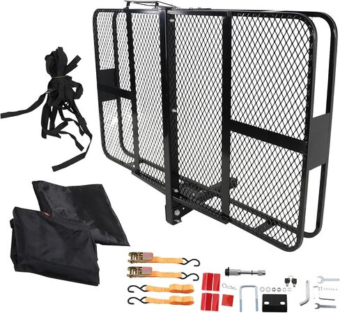 zeech 500 LBS Capacity 2" Receiver 60" x 36" x 6" Black Steel Folding Trailer Hitch Cargo Carrier with 35 Cubic Feet Tow Hitch Cargo Carrier Bag in Kuwait