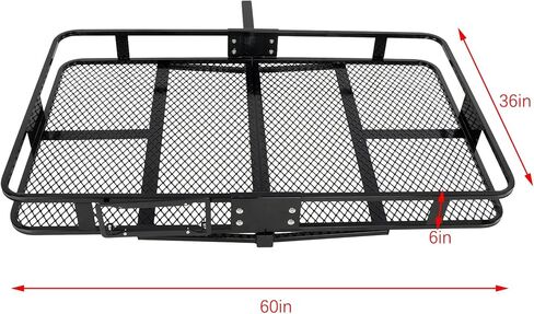 zeech 500 LBS Capacity 2" Receiver 60" x 36" x 6" Black Steel Folding Trailer Hitch Cargo Carrier with 35 Cubic Feet Tow Hitch Cargo Carrier Bag in Kuwait