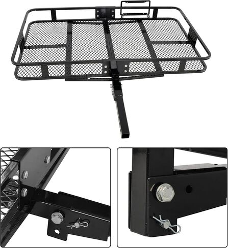zeech 500 LBS Capacity 2" Receiver 60" x 36" x 6" Black Steel Folding Trailer Hitch Cargo Carrier with 35 Cubic Feet Tow Hitch Cargo Carrier Bag in Kuwait