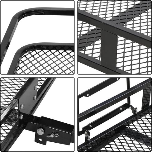 zeech 500 LBS Capacity 2" Receiver 60" x 36" x 6" Black Steel Folding Trailer Hitch Cargo Carrier with 35 Cubic Feet Tow Hitch Cargo Carrier Bag in Kuwait