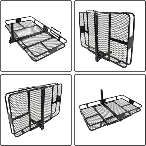 zeech 500 LBS Capacity 2" Receiver 60" x 36" x 6" Black Steel Folding Trailer Hitch Cargo Carrier with 35 Cubic Feet Tow Hitch Cargo Carrier Bag in Kuwait