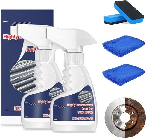 2Pcs Rust Remover Spray for Metal, Powerful Heavy-Duty Metal Rust Remover, Highly Concentrated Rust Remover, Multipurpose Rust Stain Remover for Tools, Stainless Steel, Automotive Parts (120ML) in Kuwait