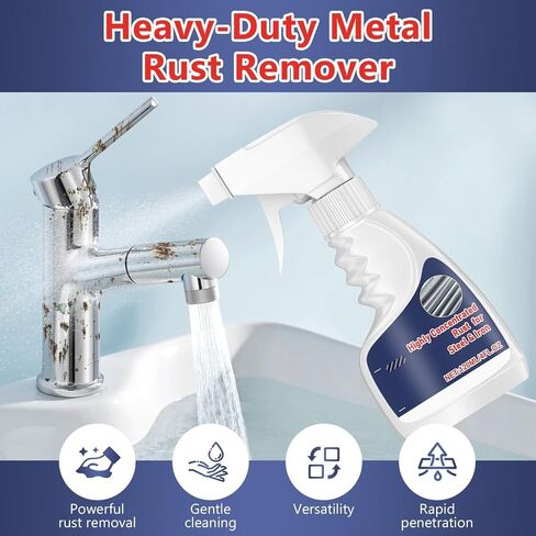 2Pcs Rust Remover Spray for Metal, Powerful Heavy-Duty Metal Rust Remover, Highly Concentrated Rust Remover, Multipurpose Rust Stain Remover for Tools, Stainless Steel, Automotive Parts (120ML) in Kuwait