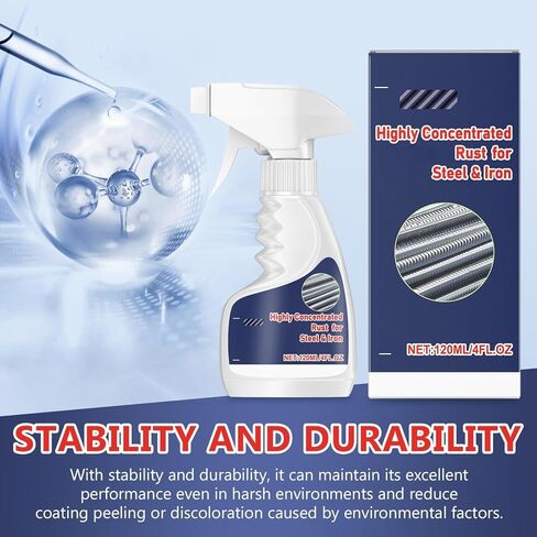 2Pcs Rust Remover Spray for Metal, Powerful Heavy-Duty Metal Rust Remover, Highly Concentrated Rust Remover, Multipurpose Rust Stain Remover for Tools, Stainless Steel, Automotive Parts (120ML) in Kuwait
