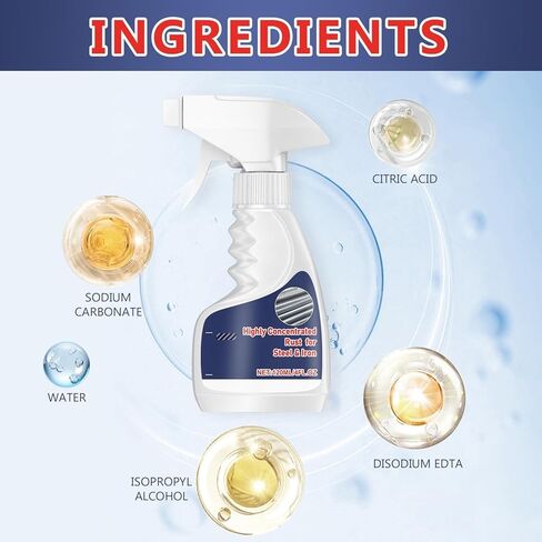 2Pcs Rust Remover Spray for Metal, Powerful Heavy-Duty Metal Rust Remover, Highly Concentrated Rust Remover, Multipurpose Rust Stain Remover for Tools, Stainless Steel, Automotive Parts (120ML) in Kuwait
