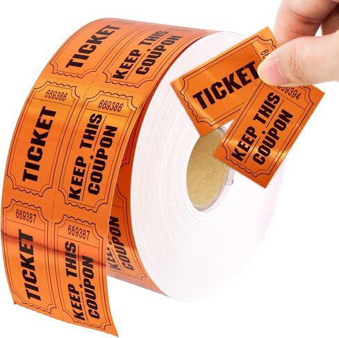 ceiba tree 1000 Raffle Tickets Double Roll Metallic Orange Foil Ticket for Events Carnivals Entry Class Reward Prizes Party Supplies in Kuwait