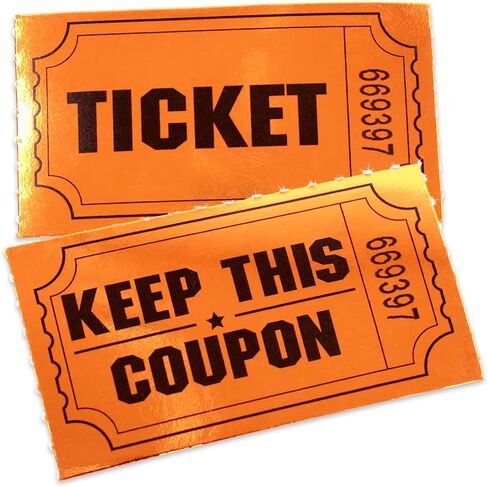 ceiba tree 1000 Raffle Tickets Double Roll Metallic Orange Foil Ticket for Events Carnivals Entry Class Reward Prizes Party Supplies in Kuwait