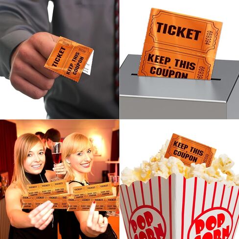 ceiba tree 1000 Raffle Tickets Double Roll Metallic Orange Foil Ticket for Events Carnivals Entry Class Reward Prizes Party Supplies in Kuwait