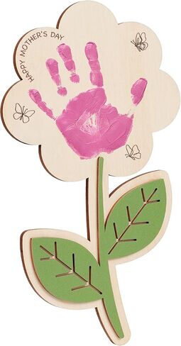 HYPERI DIY Mothers Day Crafts for Kids Handprint Art, Handprints Wooden Rose Flower Bouquet, Mothers Day Gifts for Mom from Kids, for Grandma from Grandkids, Mothers Day Keepsake Craft (Flower) in Saudi Arabia