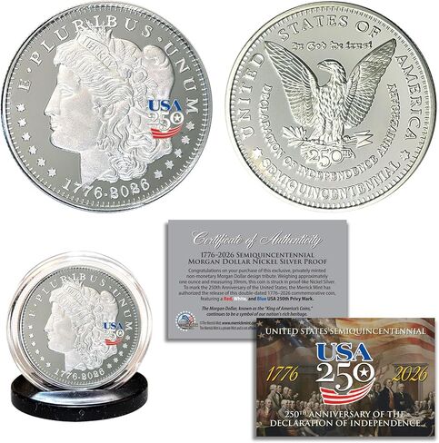 America 250th Anniversary 1776-2026 Morgan Dollar Nickel-Silver Proof Privy Medallion Coin USA 250 in Kuwait