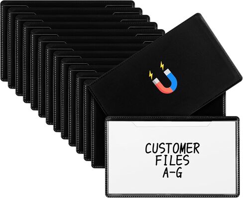 Feifeiya 15 Sets Magnetic Label Holders Pallet Rack 2.5" x 4.4" with Paper Inserts Magnetic Labels Card Holders File Cabinet Labels for Metal Racks and Shelves (Black) in Kuwait
