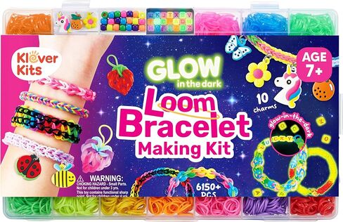 JOVA Klever Kits Rubber Band Bracelet Kit, Glow in The Dark Loom Bracelet Making Kit, 6000+ PCS DIY Set, Crafts for Girls Age 7+ in Kuwait
