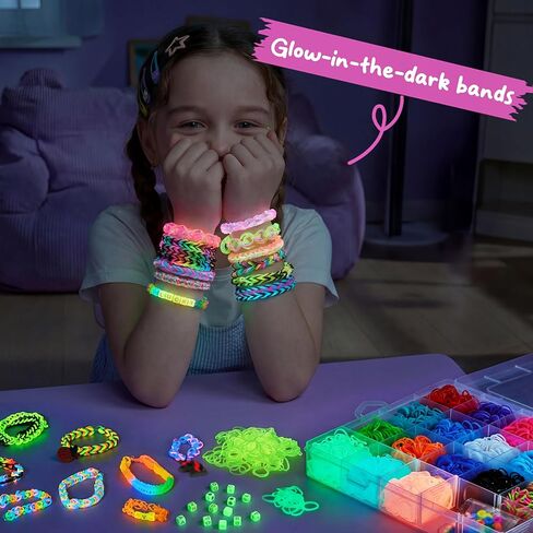 JOVA Klever Kits Rubber Band Bracelet Kit, Glow in The Dark Loom Bracelet Making Kit, 6000+ PCS DIY Set, Crafts for Girls Age 7+ in Kuwait