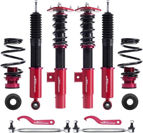 maxpeedingrods Coilovers for VW Jetta MK5/A5 2005-2011، for VW Jetta MK6/A6 2011-2019، for Golf MK5 MK6 2003-2012، طقم تعليق Coilovers قابل للتعديل، طقم خفض التخميد مسبقًا أحمر in Kuwait