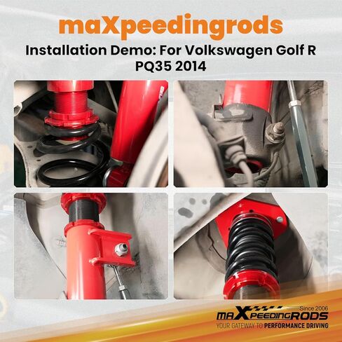 maxpeedingrods Coilovers for VW Jetta MK5/A5 2005-2011، for VW Jetta MK6/A6 2011-2019، for Golf MK5 MK6 2003-2012، طقم تعليق Coilovers قابل للتعديل، طقم خفض التخميد مسبقًا أحمر in Kuwait