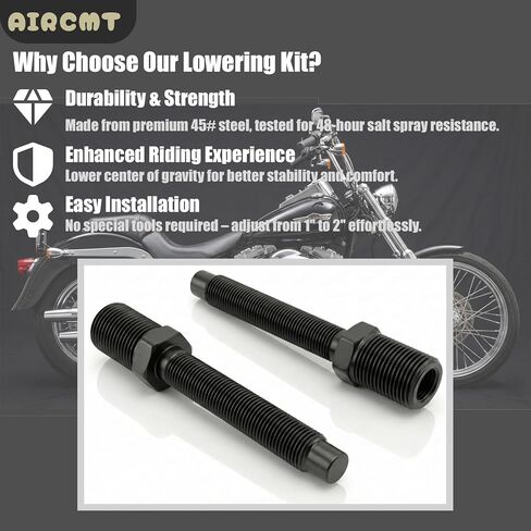 طقم خفض خلفي قابل للتعديل من Harley Softail، طقم خفض سلام 1-2 بوصة، 45# أسود فولاذي، يناسب موديلات 2000-2015 Softail، Heritage، Fatboy، Breakout in Kuwait