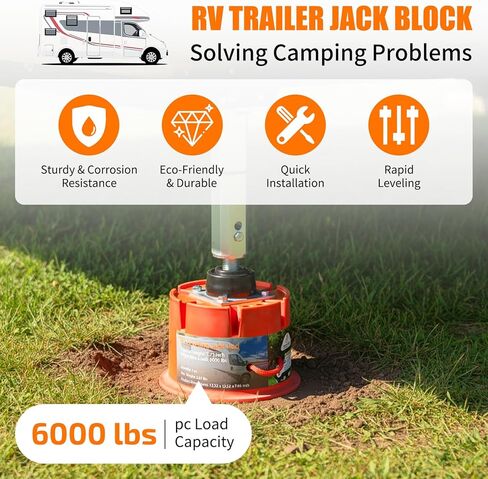Trailer Jack Block, 6000 lbs Capacity per RV Leveling Block, Polypropylene RV Camper Stabilizer Blocks, RV Travel Accessories Use for Any Tongue Jack, Post, Foot, 5th Wheels, 4 Packs in Kuwait