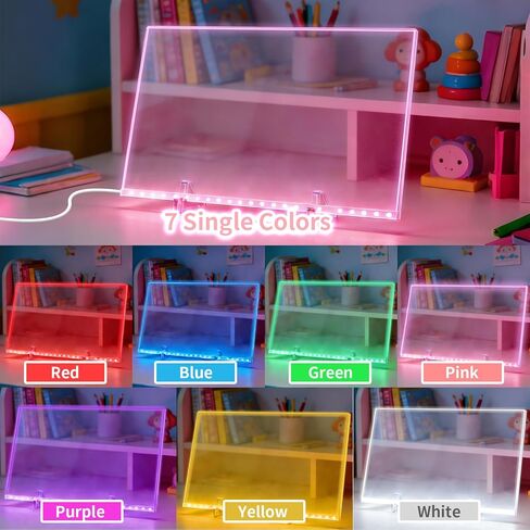 LED Drawing Board for Kids, Large Light Up Writing Tablet, 7 Color Glow Doodle Board with Paint Stencils and Tracking Paper, Birthday Holiday Toy Gift for Boys Girls Age 3+ in Kuwait
