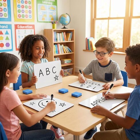 26 حزمة من ألواح اللاب توب القابلة للمسح الجاف للطلاب، 12.5 × 9 بوصة ألواح بيضاء مزدوجة الجوانب مع أقلام تحديد وممحاة، ألواح بيضاء للفصل الدراسي للمعلمين، تعلم المجموعات الصغيرة، الرياضيات، التهجئة، الرسم in Kuwait