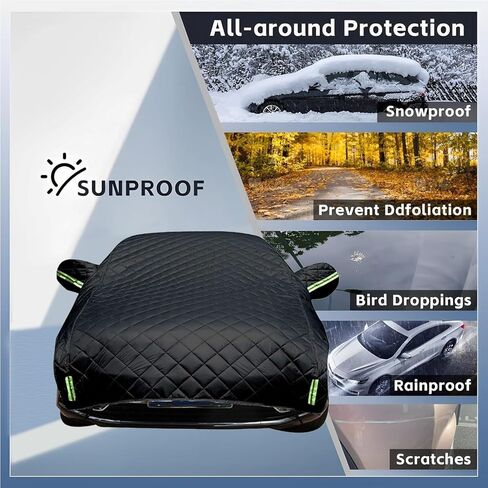 Hail Protector Car Cover Custom Fit for SUV Jeep-Length (181 to 205In),5-Layer Anti-Hail Thickened Car Covers Waterproof All-Weather UV/Wind/Snow Outdoor Protection with Reflective Strip,Black in Kuwait