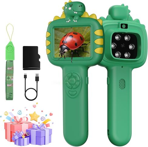 Outdoor Portable Kids Microscope: 100g Lightweight Pocket Design Magnifying Camera for Travel – 3.5H Rechargeable Battery & 6 LEDs for Anytime Exploration – 1s Quick Auto Focus in Kuwait