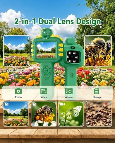 Outdoor Portable Kids Microscope: 100g Lightweight Pocket Design Magnifying Camera for Travel – 3.5H Rechargeable Battery & 6 LEDs for Anytime Exploration – 1s Quick Auto Focus in Kuwait