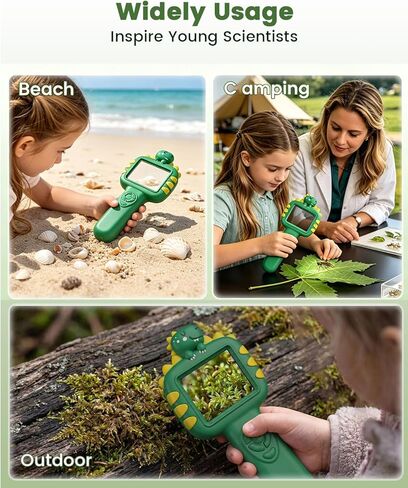 Outdoor Portable Kids Microscope: 100g Lightweight Pocket Design Magnifying Camera for Travel – 3.5H Rechargeable Battery & 6 LEDs for Anytime Exploration – 1s Quick Auto Focus in Kuwait