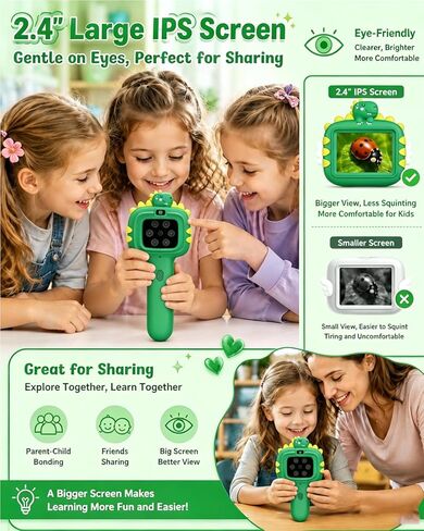 Outdoor Portable Kids Microscope: 100g Lightweight Pocket Design Magnifying Camera for Travel – 3.5H Rechargeable Battery & 6 LEDs for Anytime Exploration – 1s Quick Auto Focus in Kuwait