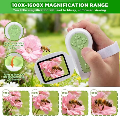1600x Handheld Microscope for Kids,Digital Microscope with 2Inch IPS Screen, Portable Kids Microscope for Outdoor STEM Science Experiments, for Girls Boys Child in Kuwait