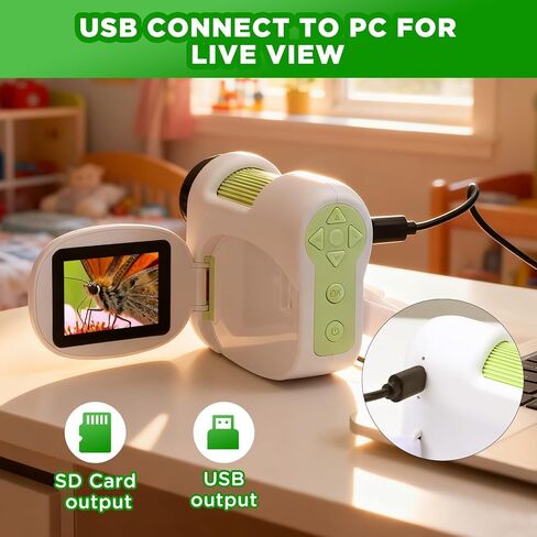 1600x Handheld Microscope for Kids,Digital Microscope with 2Inch IPS Screen, Portable Kids Microscope for Outdoor STEM Science Experiments, for Girls Boys Child in Kuwait