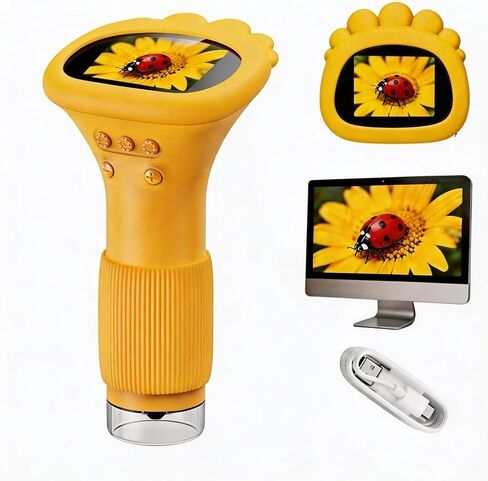 Kids Microscope with 50X-1000X Zoom, Lightweight Educational Toys Microscope for Kids to Explore Nature, Handheld Microscope with 2" Screen for School and Outdoor Travel （White） in Saudi Arabia