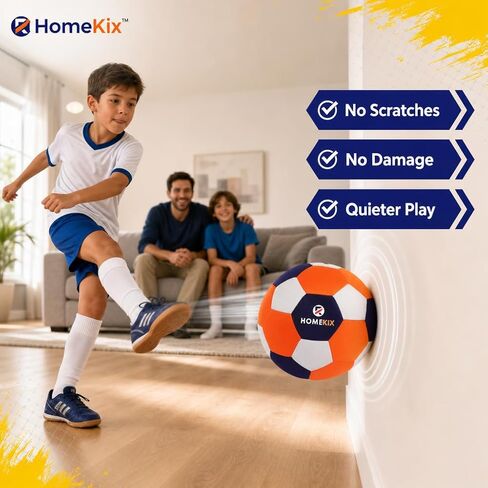 HomeKix Size 4 Indoor Soccer Ball – Soft Silent Foam Ball with Realistic Bounce for Kids Ages 3–12, Quiet Apartment-Friendly Home Practice, Dribbling & Juggling, Soccer Gift for Boys & Girls in Kuwait