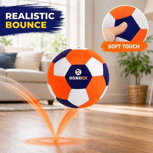 HomeKix Size 4 Indoor Soccer Ball – Soft Silent Foam Ball with Realistic Bounce for Kids Ages 3–12, Quiet Apartment-Friendly Home Practice, Dribbling & Juggling, Soccer Gift for Boys & Girls in Kuwait