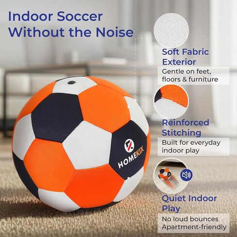 HomeKix Size 4 Indoor Soccer Ball – Soft Silent Foam Ball with Realistic Bounce for Kids Ages 3–12, Quiet Apartment-Friendly Home Practice, Dribbling & Juggling, Soccer Gift for Boys & Girls in Kuwait