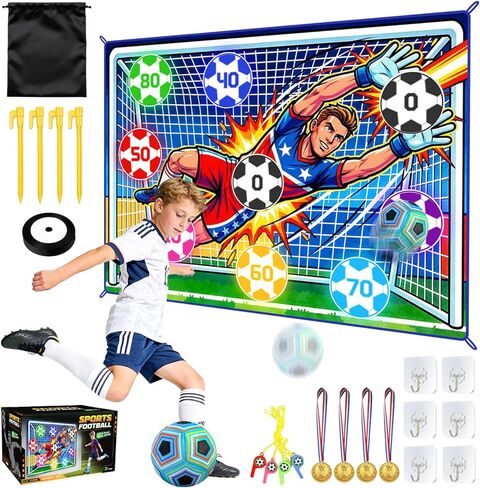 Soccer Ball Game Set for Kids Sticky Flannel Target with 2 Balls, Indoor Outdoor Backyard Shooting Toss Game, Sticky Soccer Ball Game Sports Toys Gift for Boys Girls 3-5 6-8 8-12 Year Old in Kuwait
