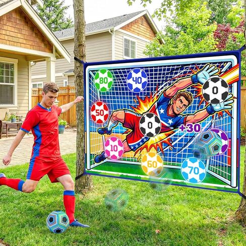 Soccer Ball Game Set for Kids Sticky Flannel Target with 2 Balls, Indoor Outdoor Backyard Shooting Toss Game, Sticky Soccer Ball Game Sports Toys Gift for Boys Girls 3-5 6-8 8-12 Year Old in Kuwait