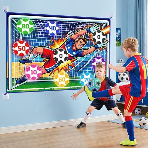 Soccer Ball Game Set for Kids Sticky Flannel Target with 2 Balls, Indoor Outdoor Backyard Shooting Toss Game, Sticky Soccer Ball Game Sports Toys Gift for Boys Girls 3-5 6-8 8-12 Year Old in Kuwait
