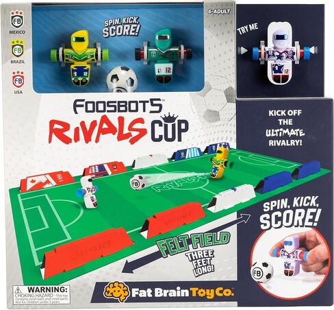 Fat Brain Toys Foosbots Rivals Cup, International-Themed Foosbots Soccer Game with Stadium, Active Skill Game for Kids, Tweens, Teens Ages 6+ in Kuwait