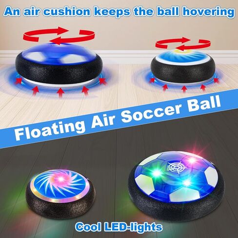 NEUBSAW 4-in-1 Hover Soccer Ball Hockey & Bowling Set, LED Air Floating Sports Toy for Indoor Outdoor Play for Kids Ages 3-12, Birthday for Boys Girls Toddlers in Kuwait