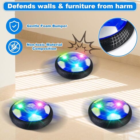 NEUBSAW 4-in-1 Hover Soccer Ball Hockey & Bowling Set, LED Air Floating Sports Toy for Indoor Outdoor Play for Kids Ages 3-12, Birthday for Boys Girls Toddlers in Kuwait