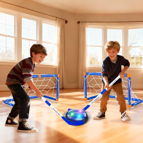 NEUBSAW 4-in-1 Hover Soccer Ball Hockey & Bowling Set, LED Air Floating Sports Toy for Indoor Outdoor Play for Kids Ages 3-12, Birthday for Boys Girls Toddlers in Kuwait