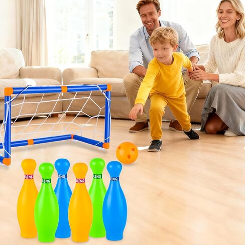 NEUBSAW 4-in-1 Hover Soccer Ball Hockey & Bowling Set, LED Air Floating Sports Toy for Indoor Outdoor Play for Kids Ages 3-12, Birthday for Boys Girls Toddlers in Kuwait