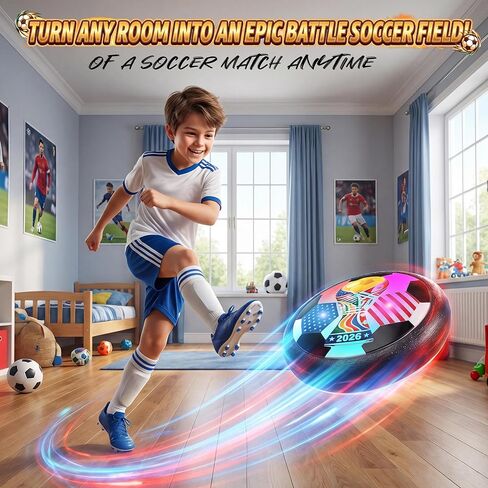 ألعاب كرة القدم تضيء كأس العالم 2026 للأطفال، كرة القدم العائمة بالهواء مع مصد إسفنجي ناعم، لعبة ألعاب كرة القدم الرياضية الداخلية، هدايا عيد ميلاد للأطفال الصغار الأولاد والبنات من عمر 3 إلى 12 عامًا in Kuwait