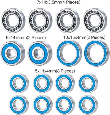 Rc Accessories for Axial SCX-10.2 for SCX10 II 1/10 16PCS Blue Bearing Kit RC Crawler Car Upgrade Parts in Kuwait
